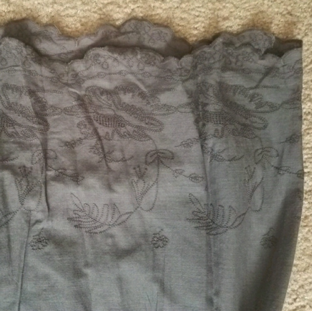 Strapless Grey Floral Embroidered Dress