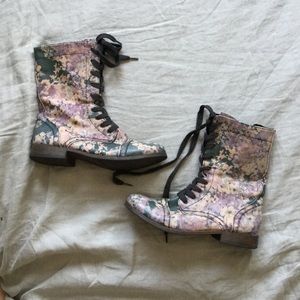 Floral combat boots