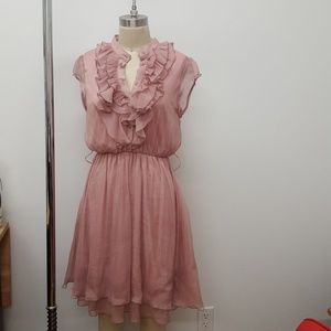 Dusty Rose ruffle accent dress