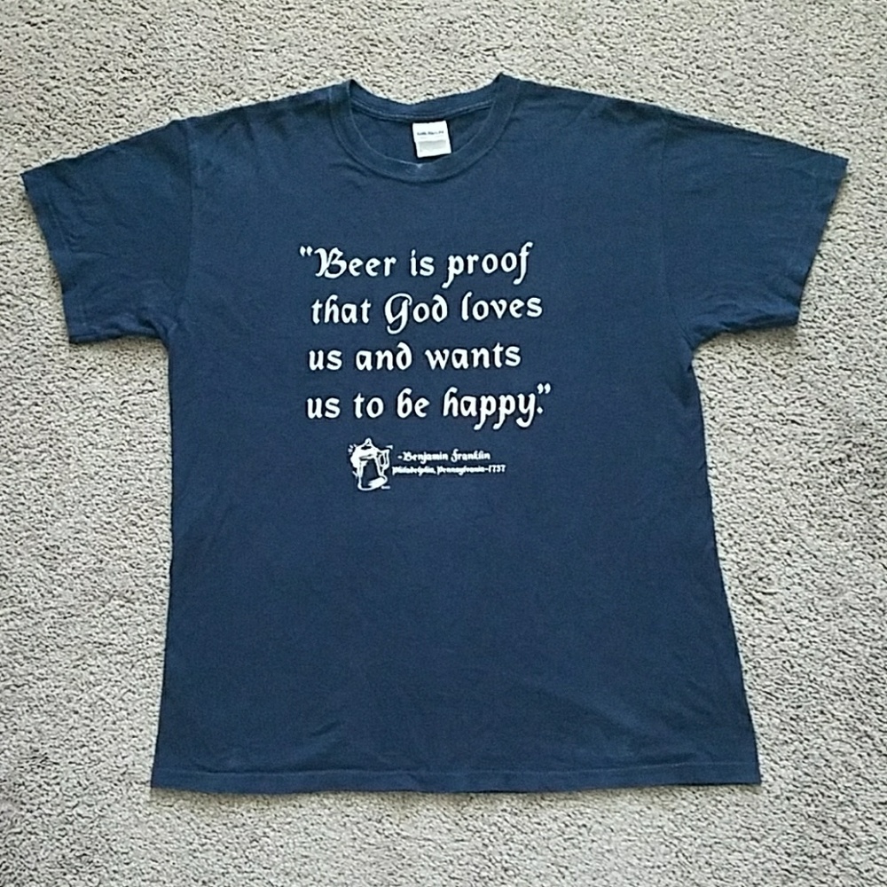 Vintage Navy Blue Beer Quote T-shirt