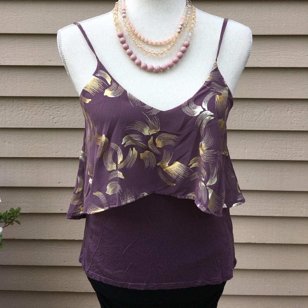 Flowy purple and gold blouse from Urban Outfitters