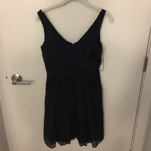 Chiffon navy blue j crew dress