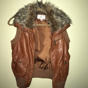 Faux leather vest