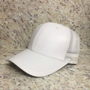 Faux Leather White Cap: Never Worn!