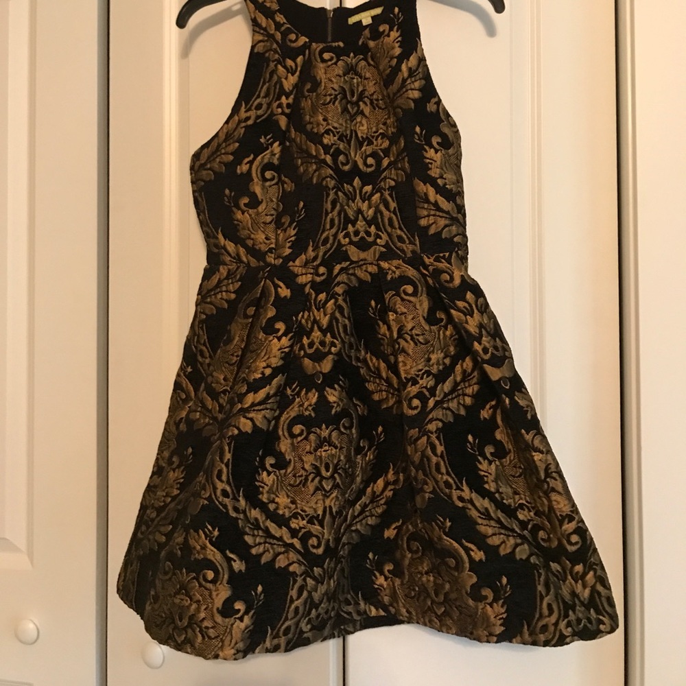 Black and gold cocktail dress