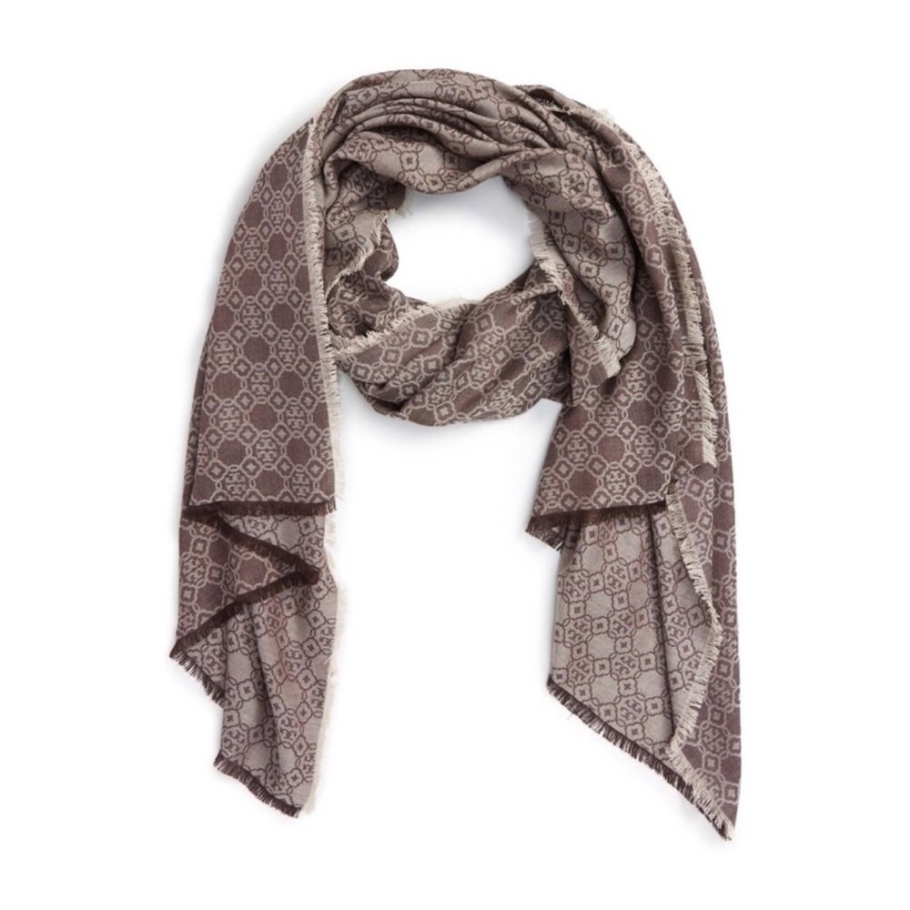$ DROP‼️ NWT Tory Burch Mosaic Logo Jacquard Scarf