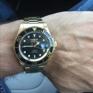 Invicta black in gold all stainless