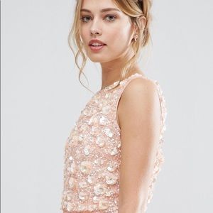 NWT ASOS Lace and Beads Floral Crop Top