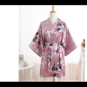 Floral peacock bridesmaid robe