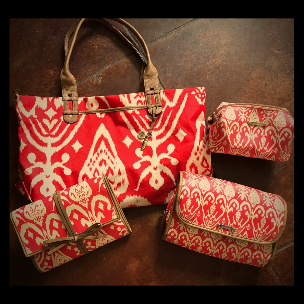 4 Piece Stella & Dot Red Ikat Set