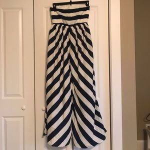 Navy striped maxi dress