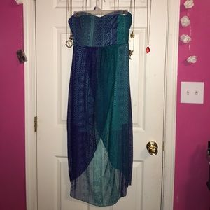 Blue Ombrè High Low Dress