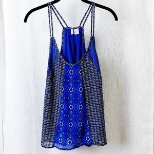 Bohemian Print Tank Blouse - Blue & Yellow