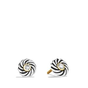 David Yurman silver gold diamond cookie earrings