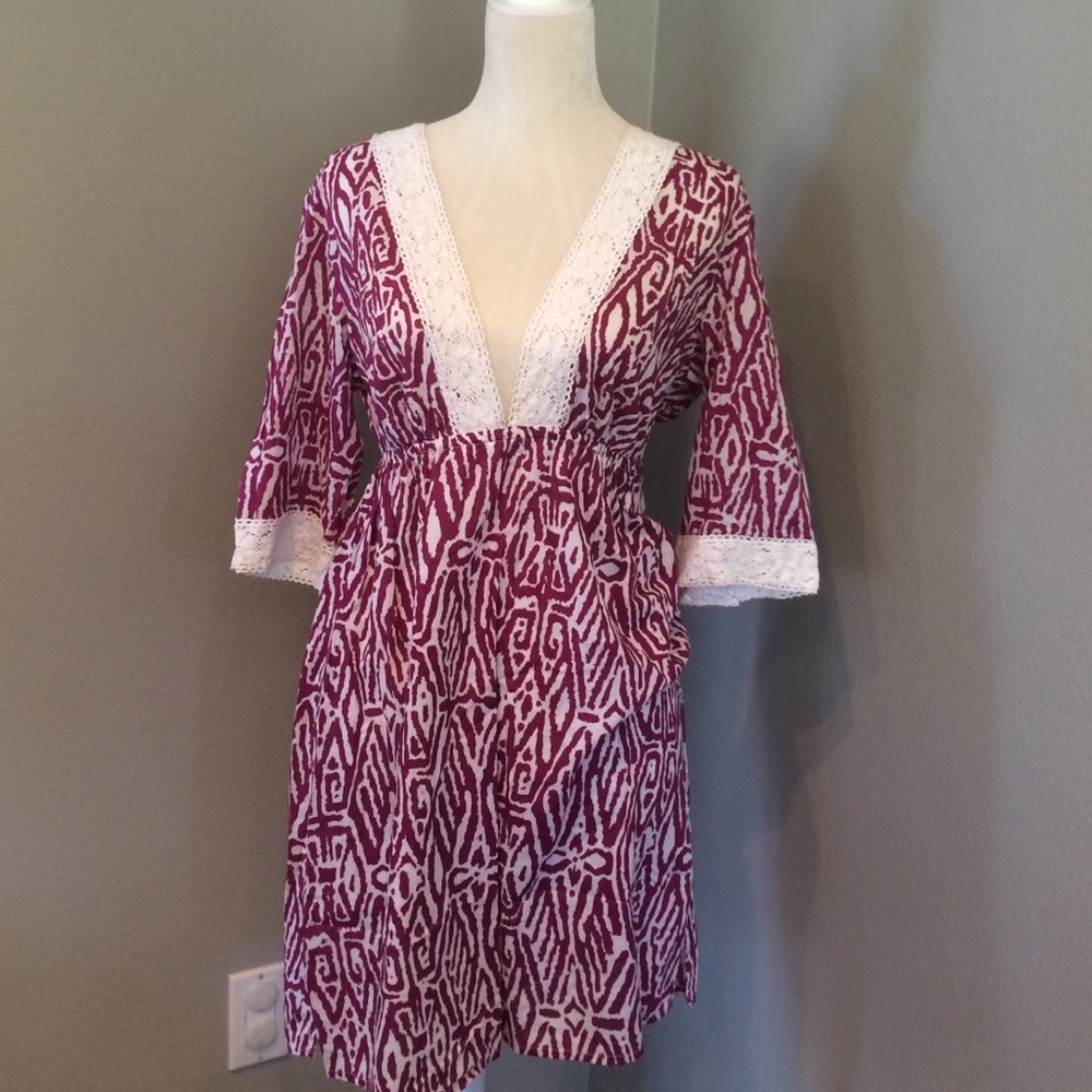 Purple patterned and lace dress