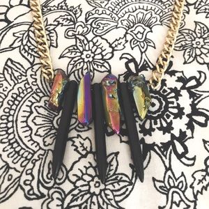 Titanium Quartz & Black Howlite Necklace