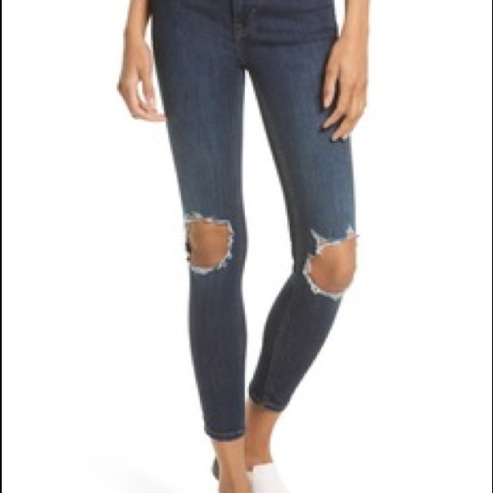 Free People High Rise Skinny Ripped Jeans