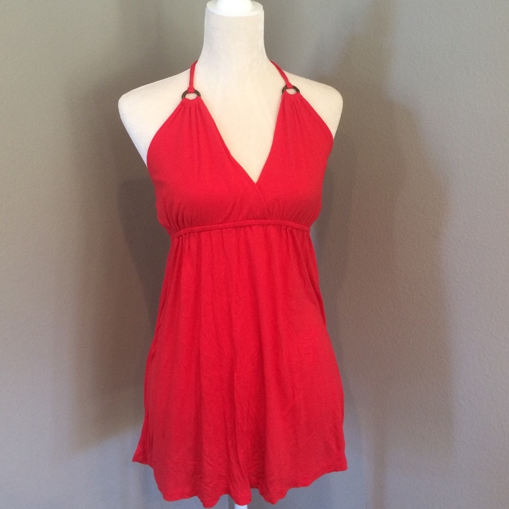 Red halter top