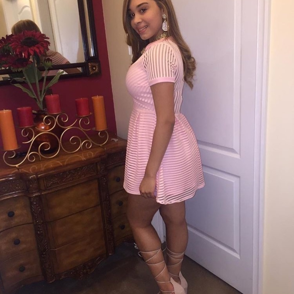 Pink see-through dress