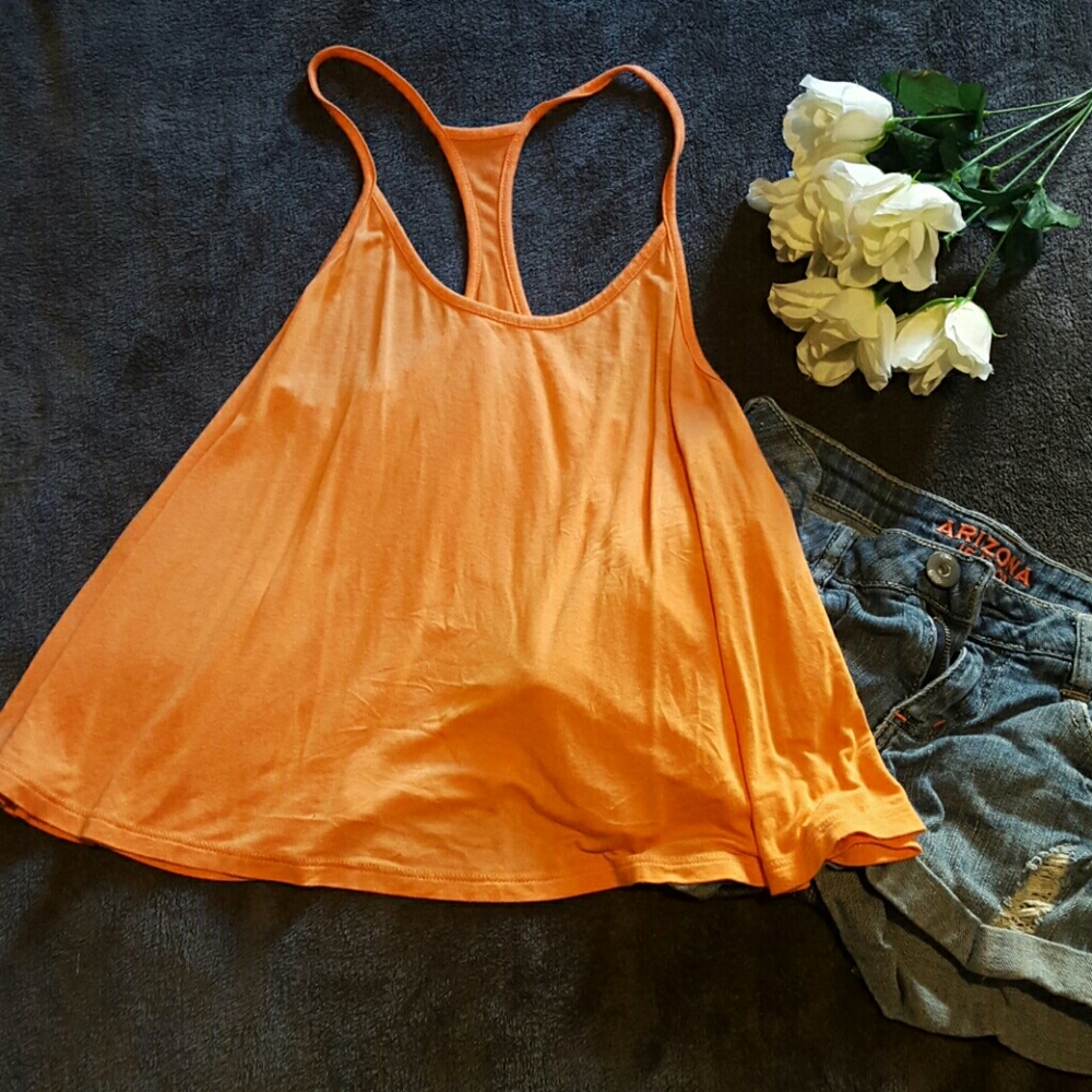 Bright orange flowy tank top