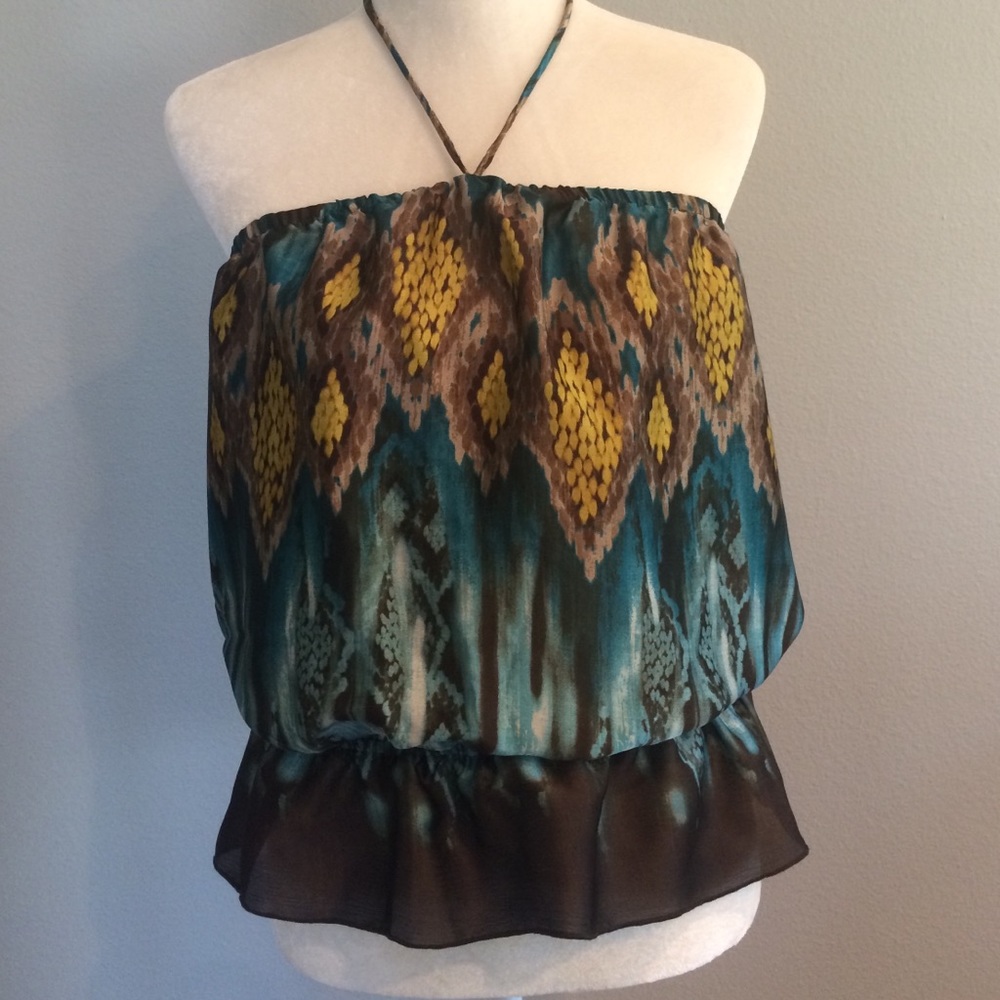 Multicolor tie back halter top
