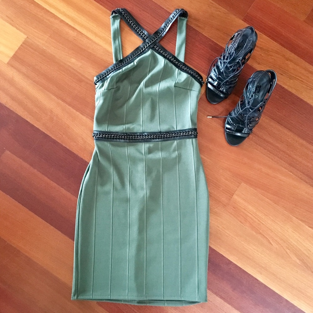 TOPSHOP Hardware Strap Bandage Bodycon Dress