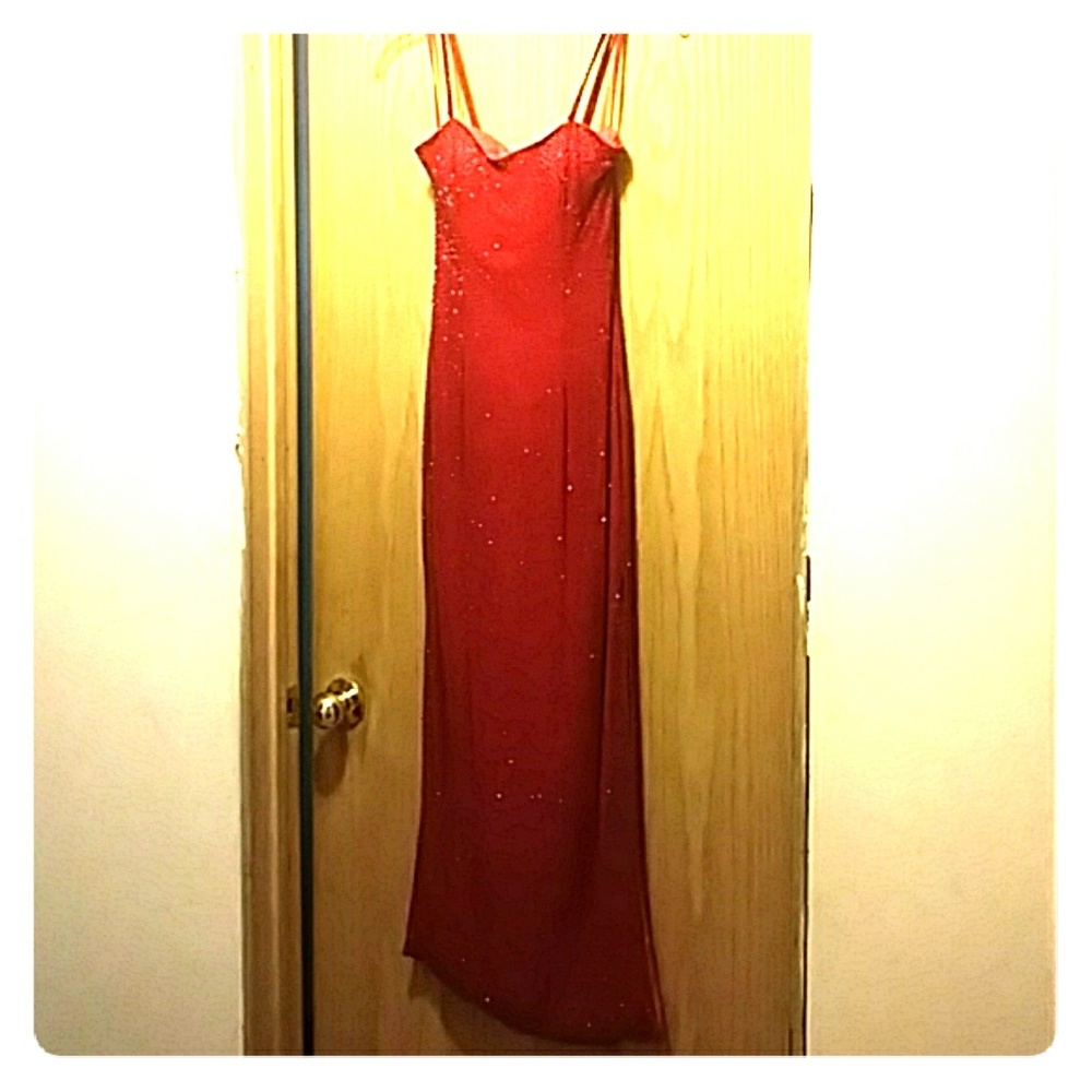 Red Beaded Formal Gown