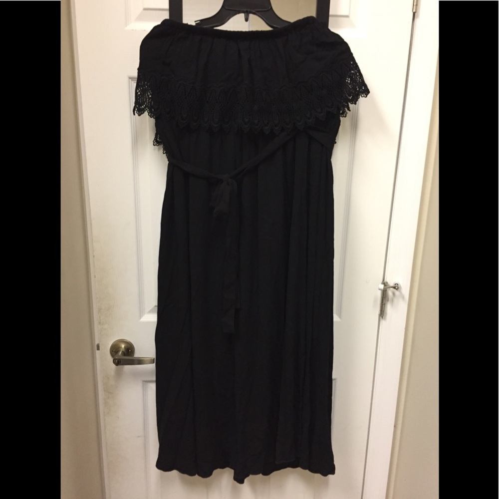 Strapless black dress