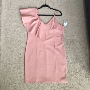 Blush Ruffle Shoulder Dress