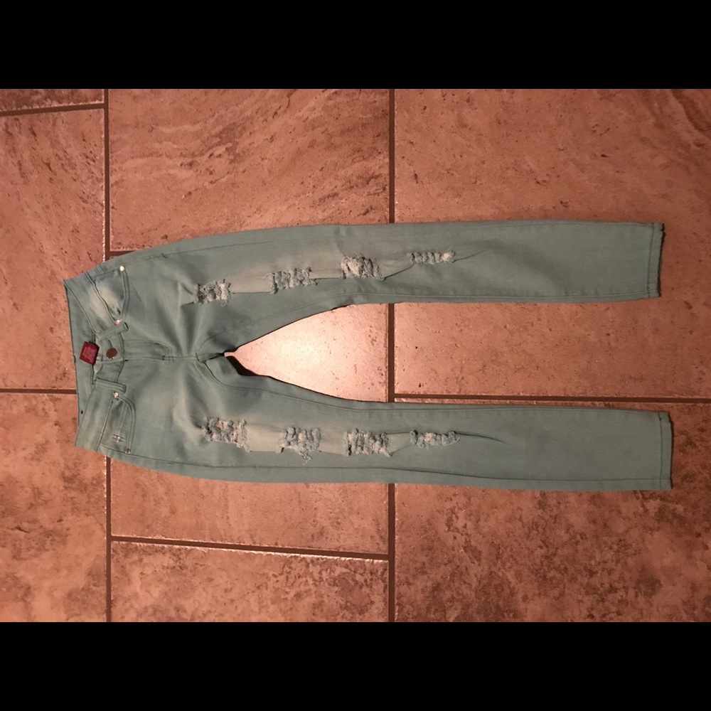 Size 0 mint green skinny jeans