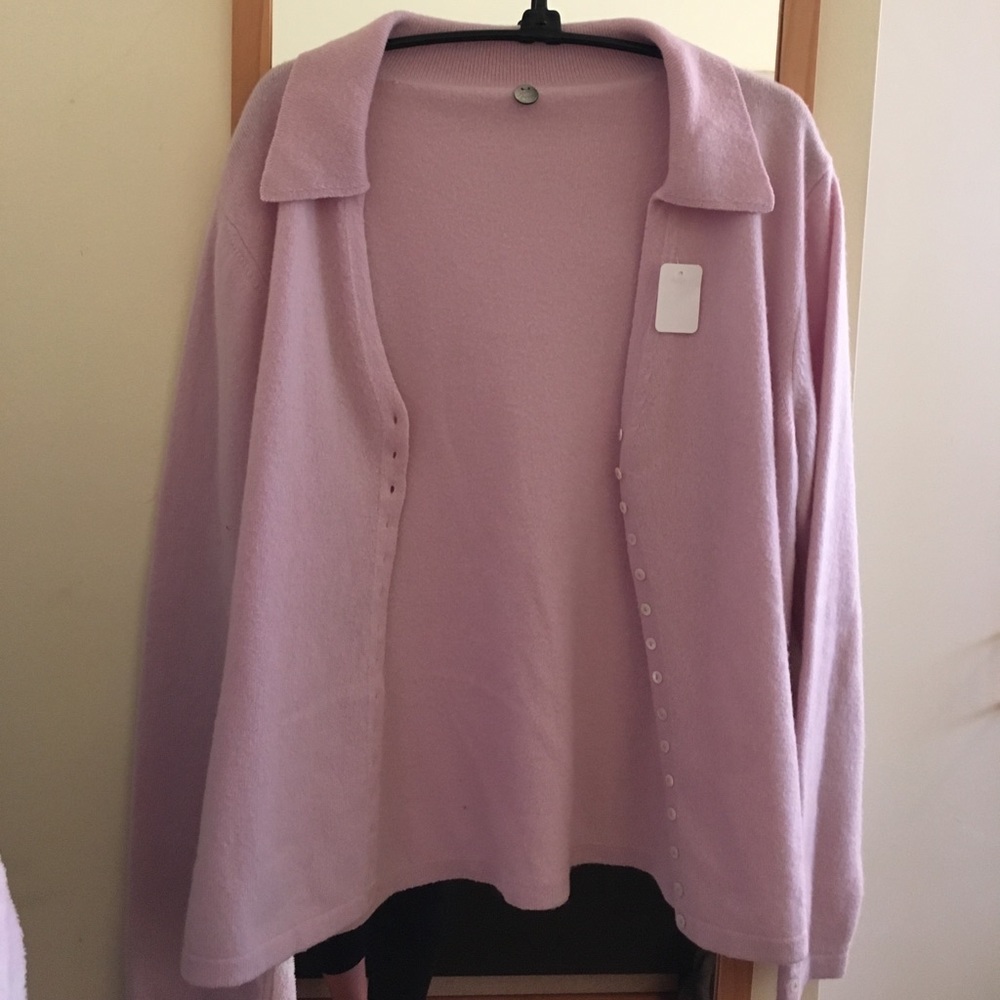 Lilac Cashmere Collared Cardigan