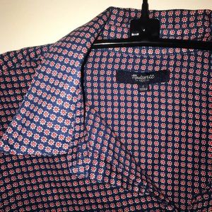 madewell navy and red courier shirt