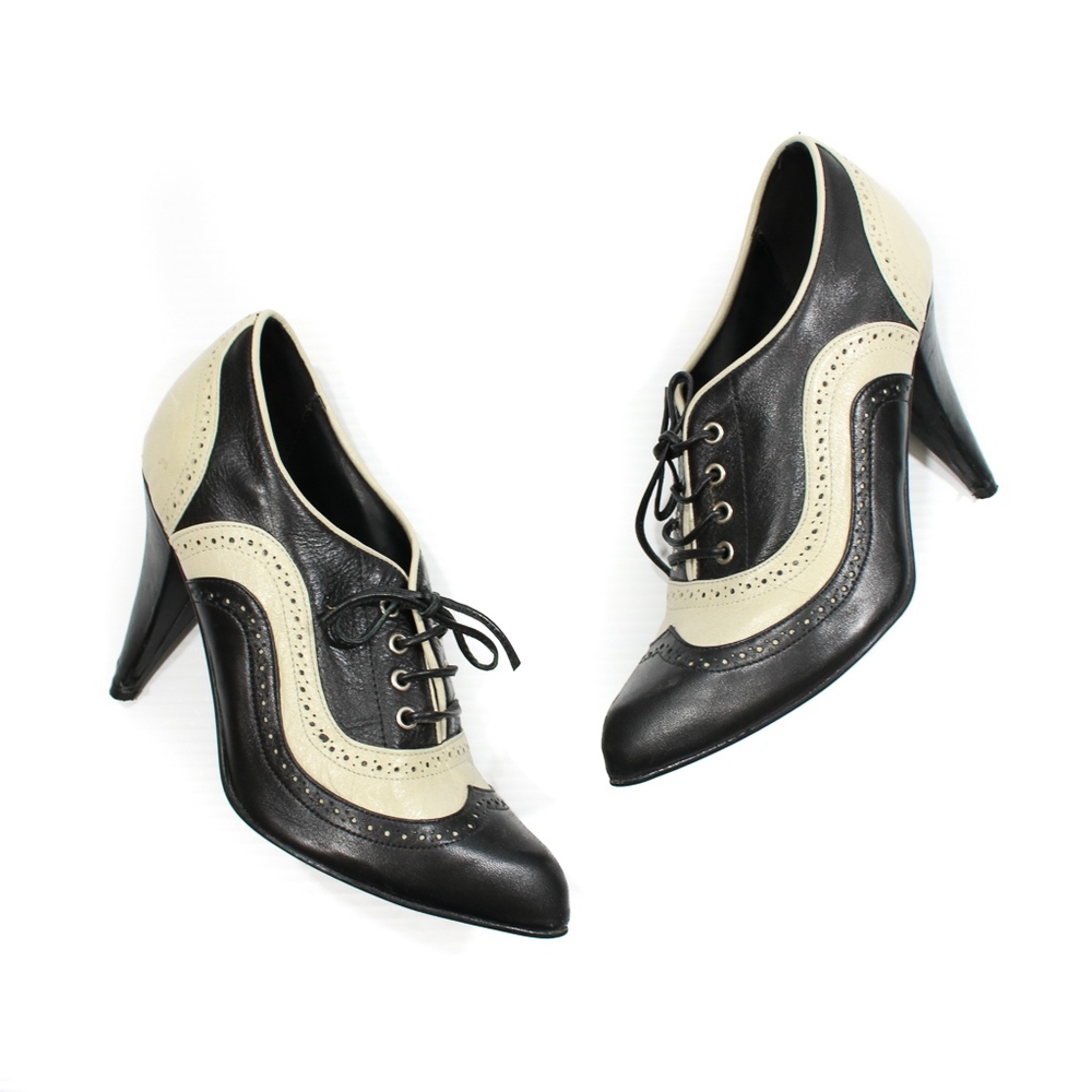 Batistella Black and Cream Leather Heels