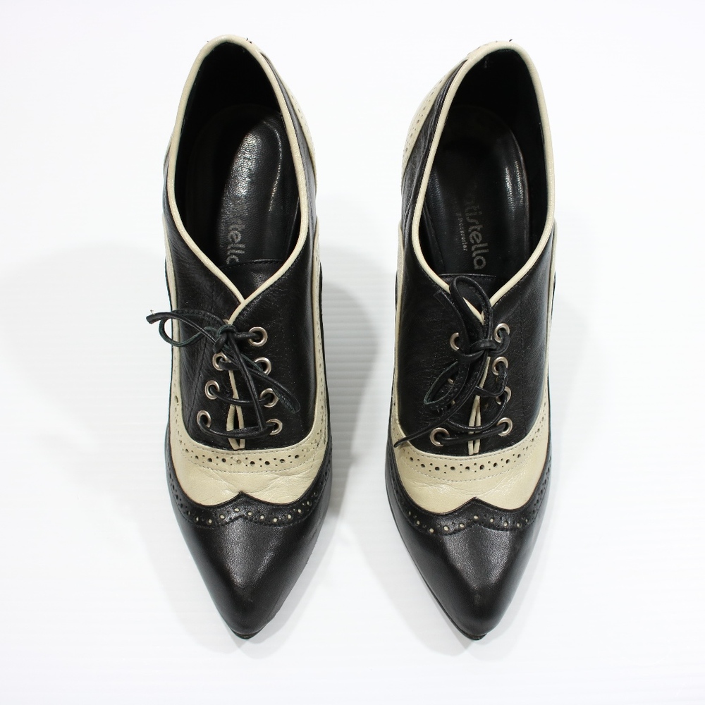 Batistella Black and Cream Leather Heels - Picture 2 of 7