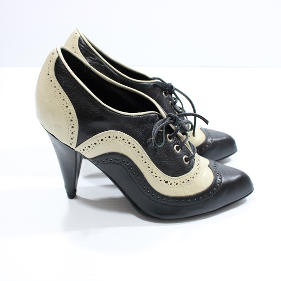 Batistella Black and Cream Leather Heels - Picture 5 of 7