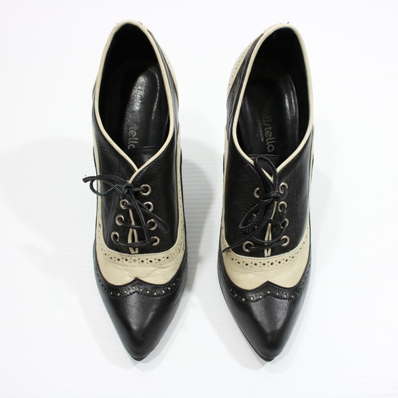 Batistella Black and Cream Leather Heels - Picture 2 of 7