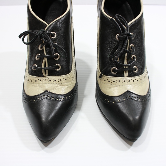 Batistella Black and Cream Leather Heels - Picture 3 of 7