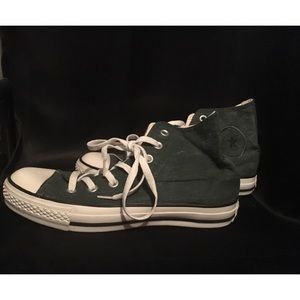 Dark green denim high top converse unisex