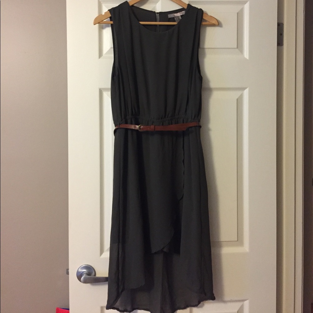 Olive green dress hi low dress