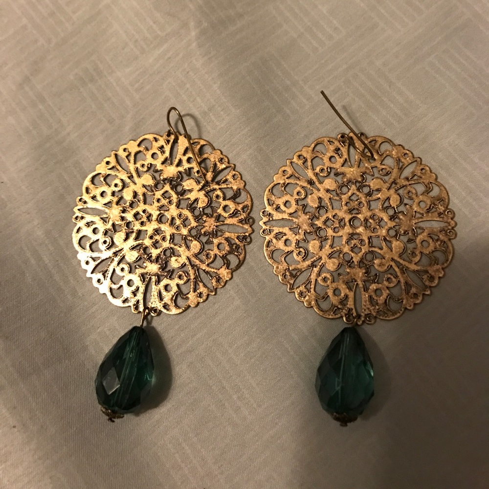 Gold and Green earrings