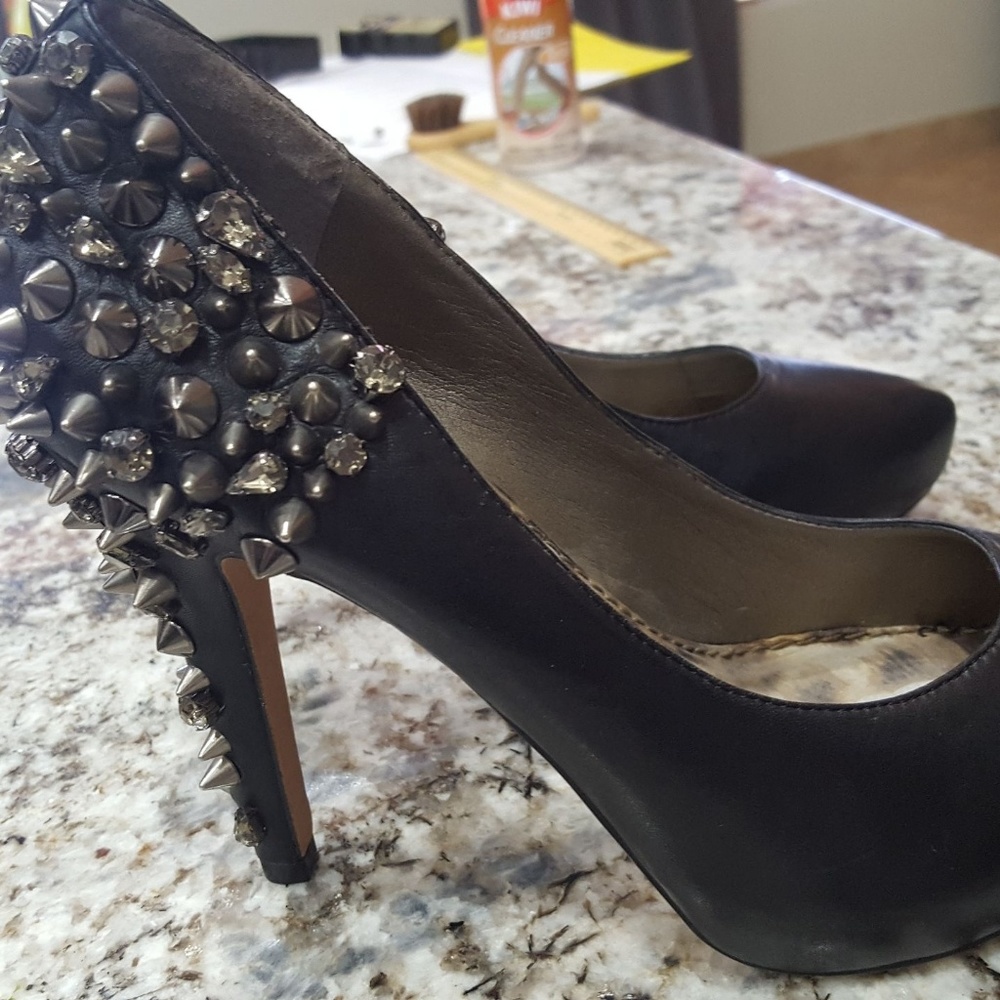 Sam Edelman Black Leather Spike Heel size 9