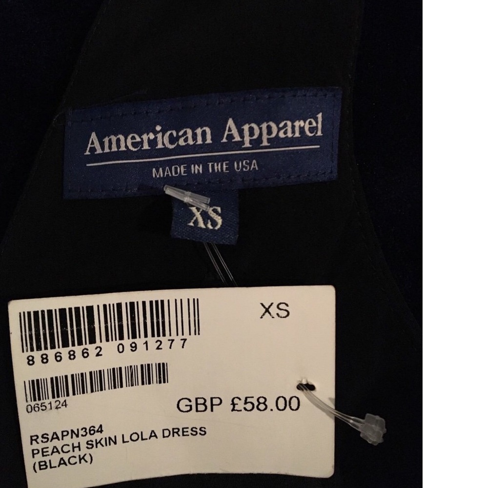 BNWT BLACK PEACH SKIN LOLA AMERICAN APPAREL DRESS