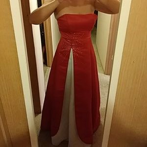 Red and White Satin Gown