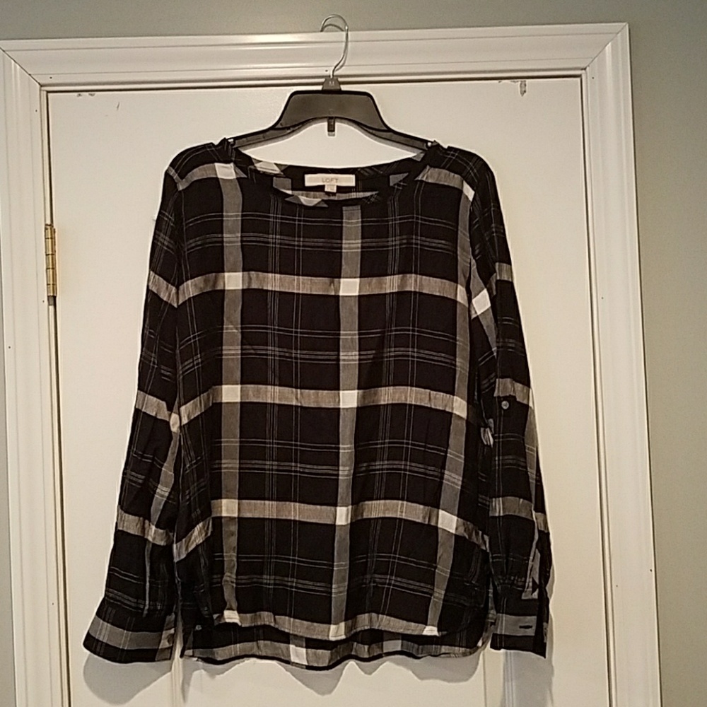 Black and white plaid tunic shirt