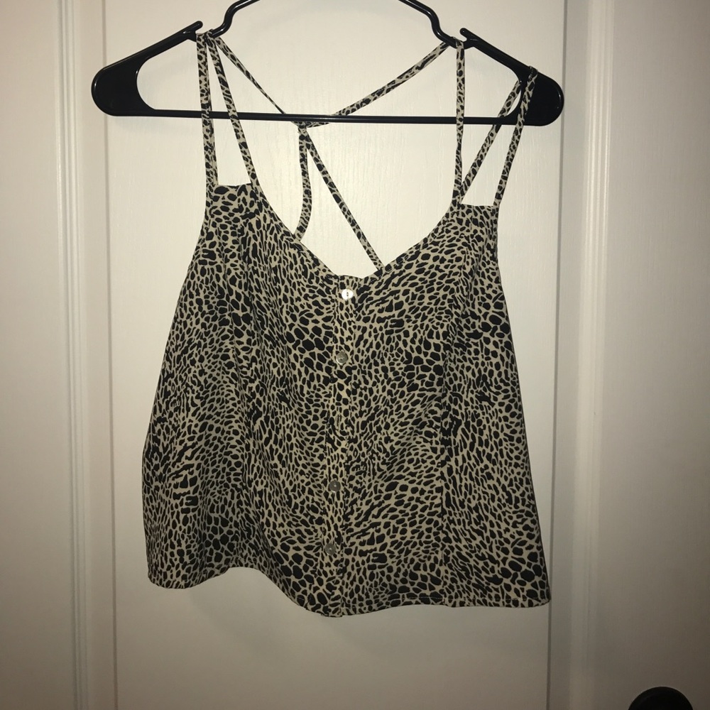 Animal Print B&W Crop Top Small
