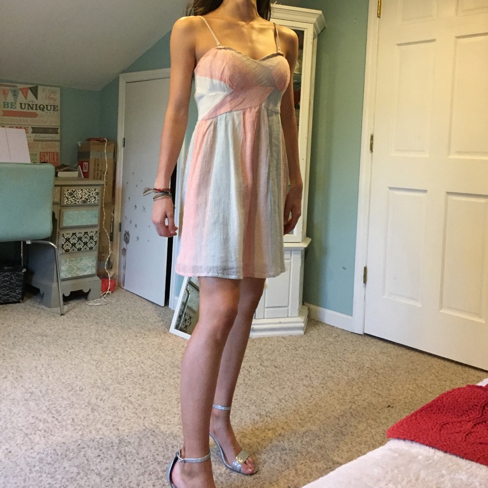 Free people, purple, blue, and pink flowy dress