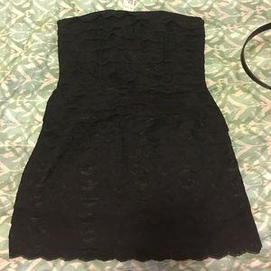 Black lace body con dress