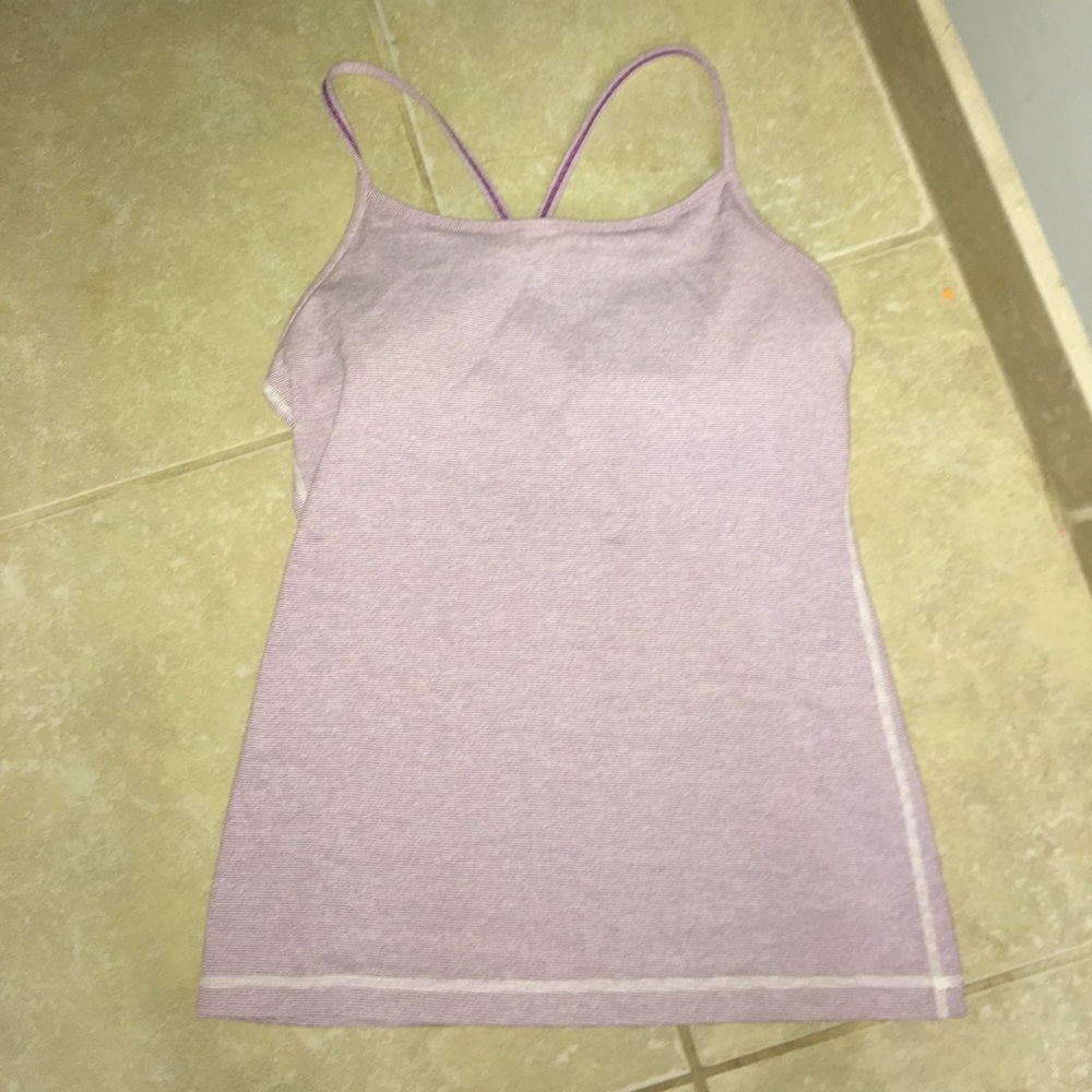 purple striped power y tank top