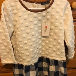 Cream and blue plaid sweater