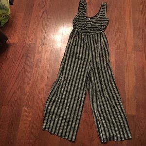 Black and white stripe jumpsuit wide leg